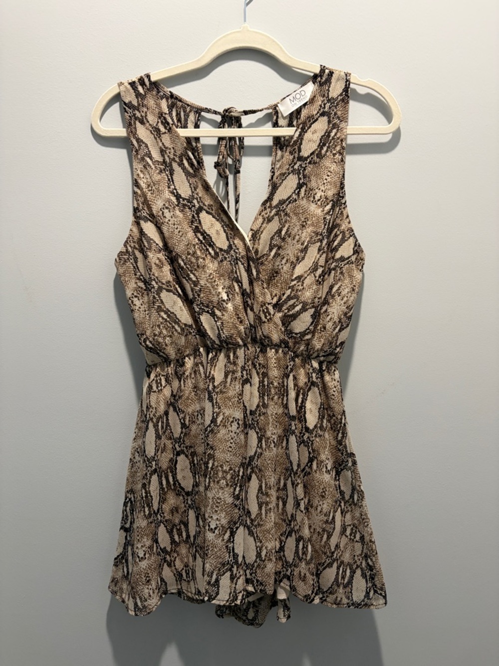 Boutique Brown Snake-Print Sleeveless Romper